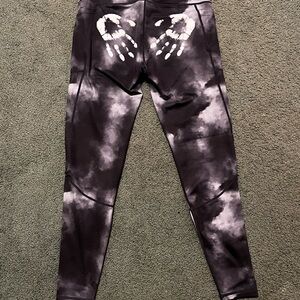 Feed Me Fight Me Black Chalk hand print Tie-Dye Leggings